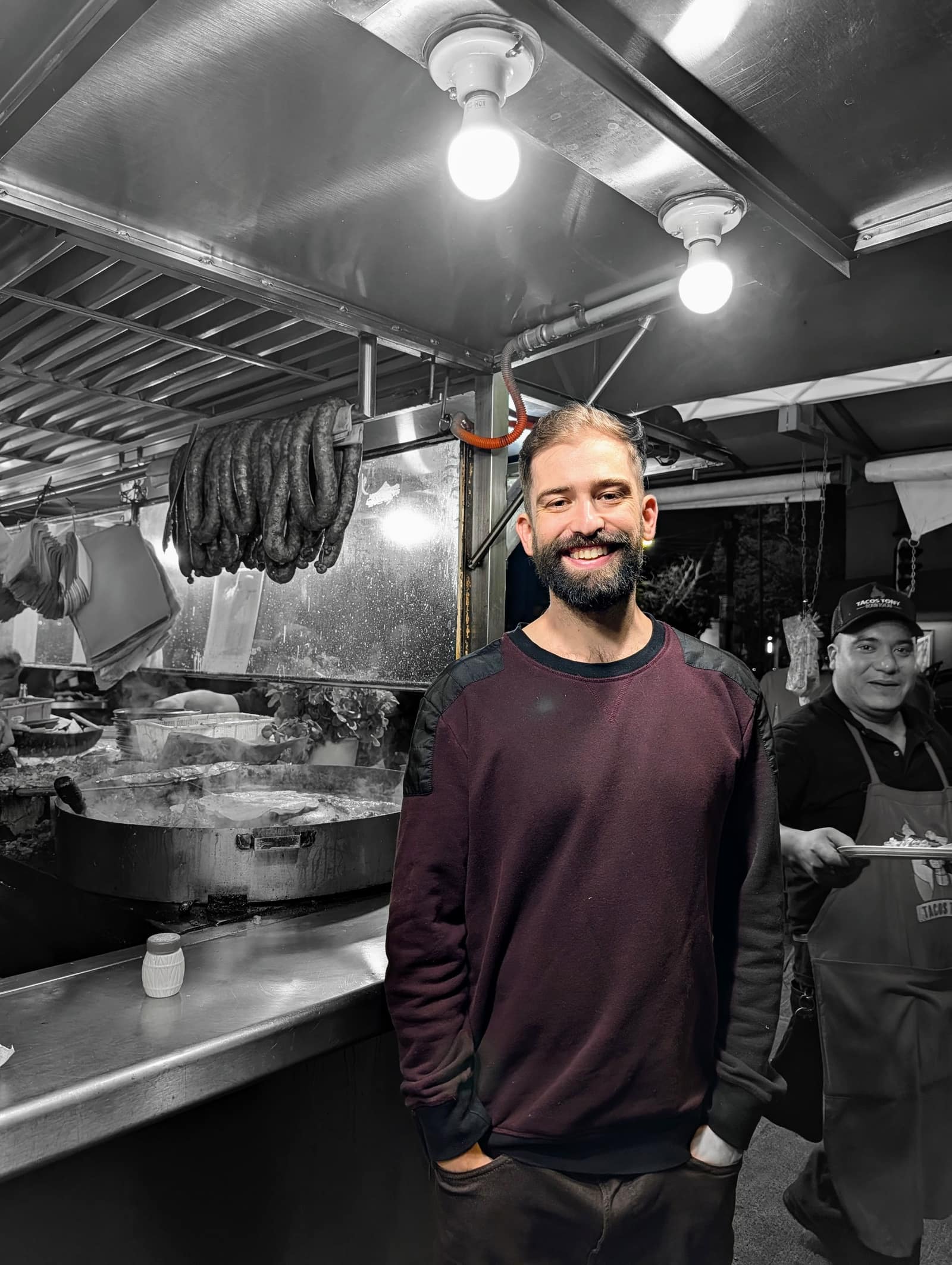 Josh at a taco stand in Mexico City