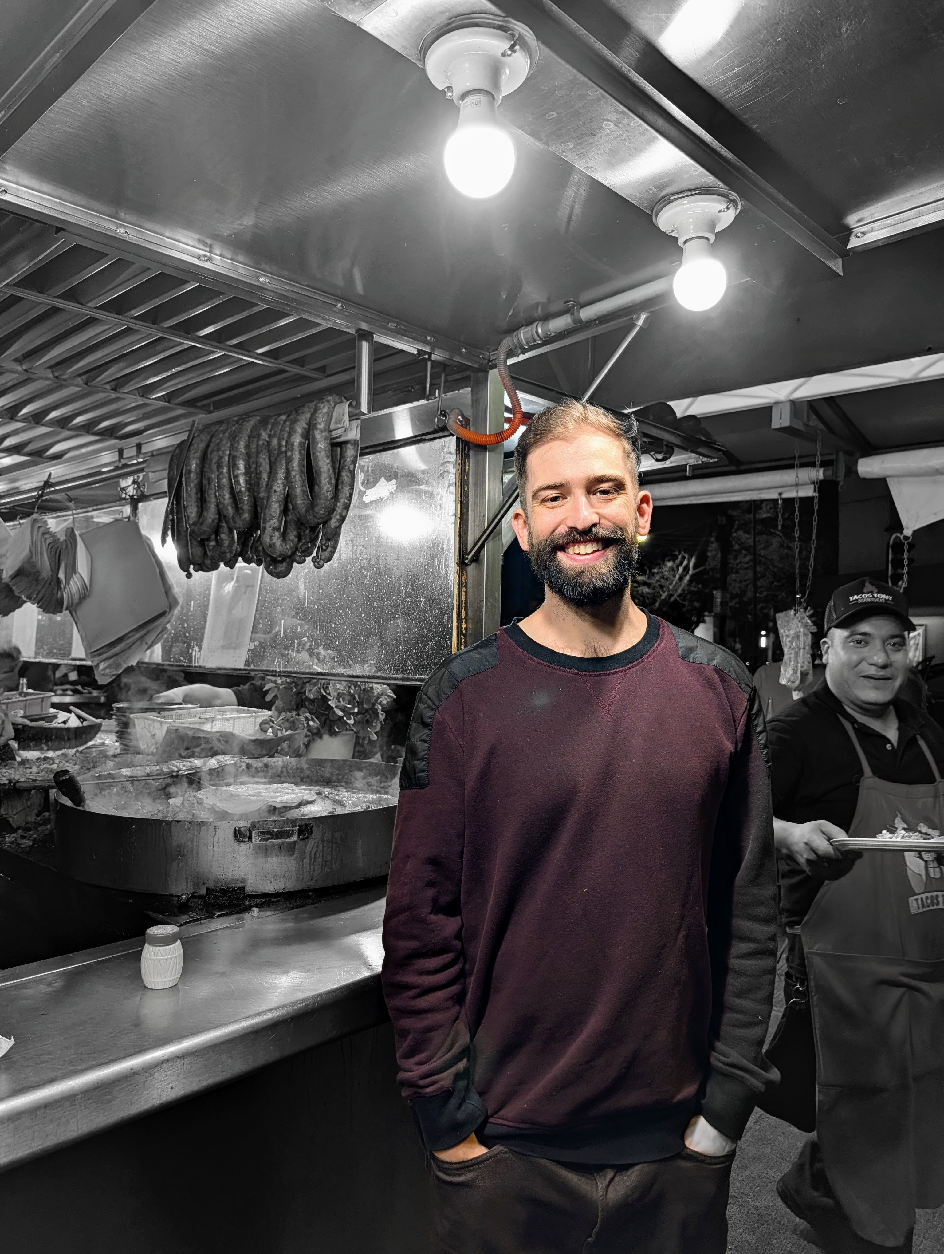 Josh at a taco stand in Mexico City